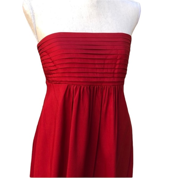 Banana Republic 100% Silk Red Pleated Bust Midi Dress NWT Women’s Size 4 - Picture 2 of 8